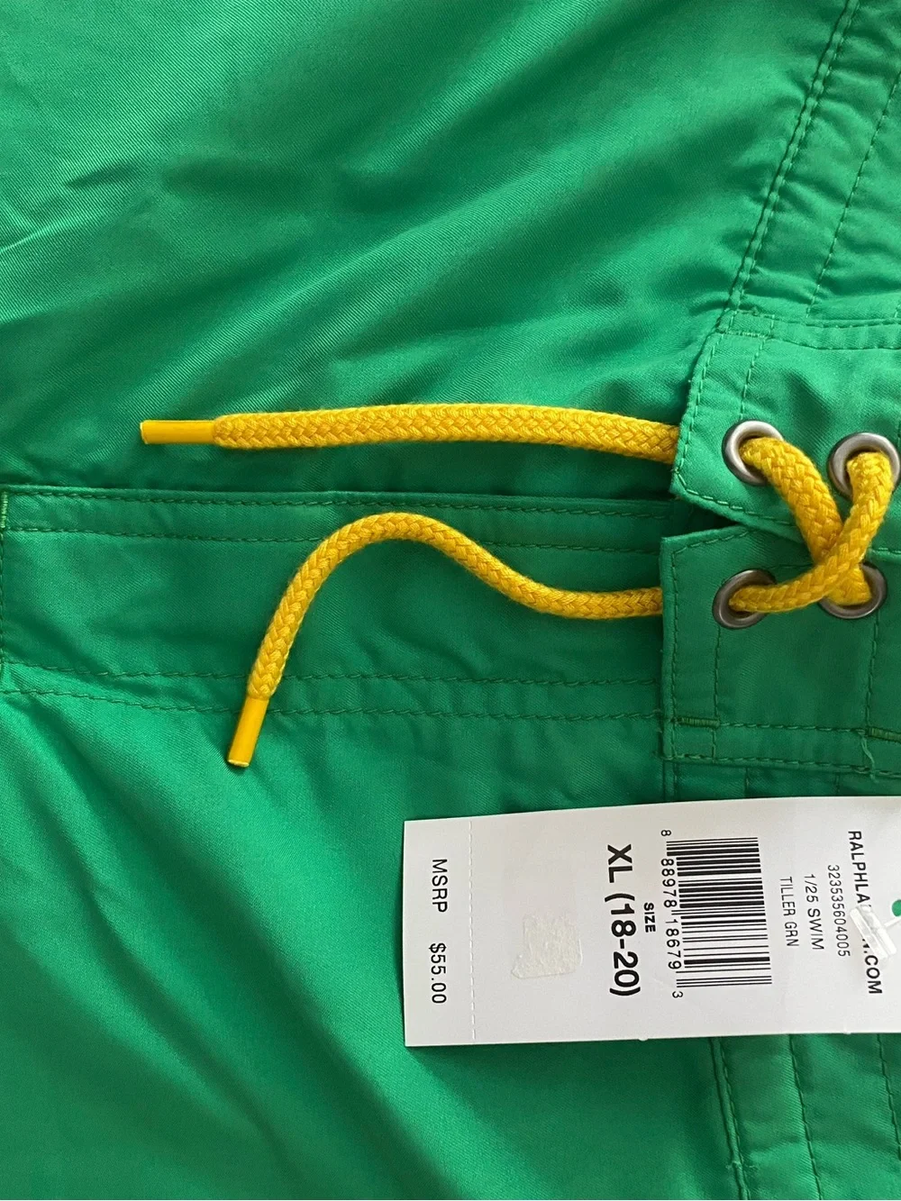 NWT Green Polo Swim Trunks with Yellow Pony Logo Sz XL(18-20) Boy’s